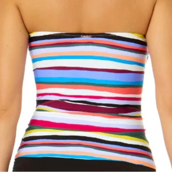 Anne Cole Women’s Easy Breezy Stripe Twist Front Bandeaukini Swim Top Size XL - Picture 4 of 10